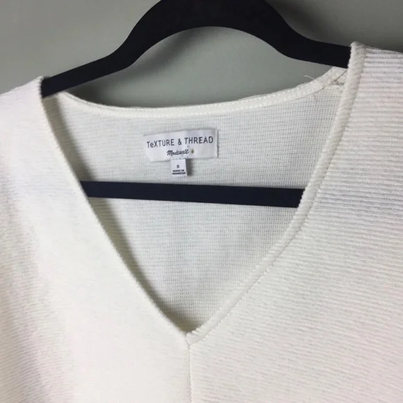 Madewell Texture & Thread Jacquard Tie Front Long Sleeve Cream Top Size Small - Picture 5 of 10